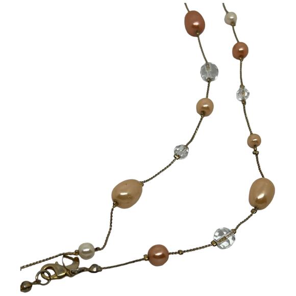 Elegant Peach and Silver Multi-Strand Beaded Necklace - Picture 11 of 13